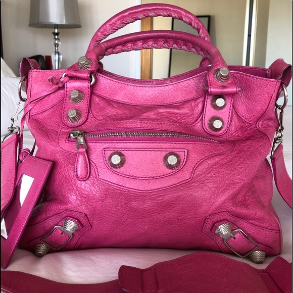 fluo pink balenciaga bag